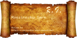 Roszinszky Imre névjegykártya