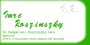 imre roszinszky business card